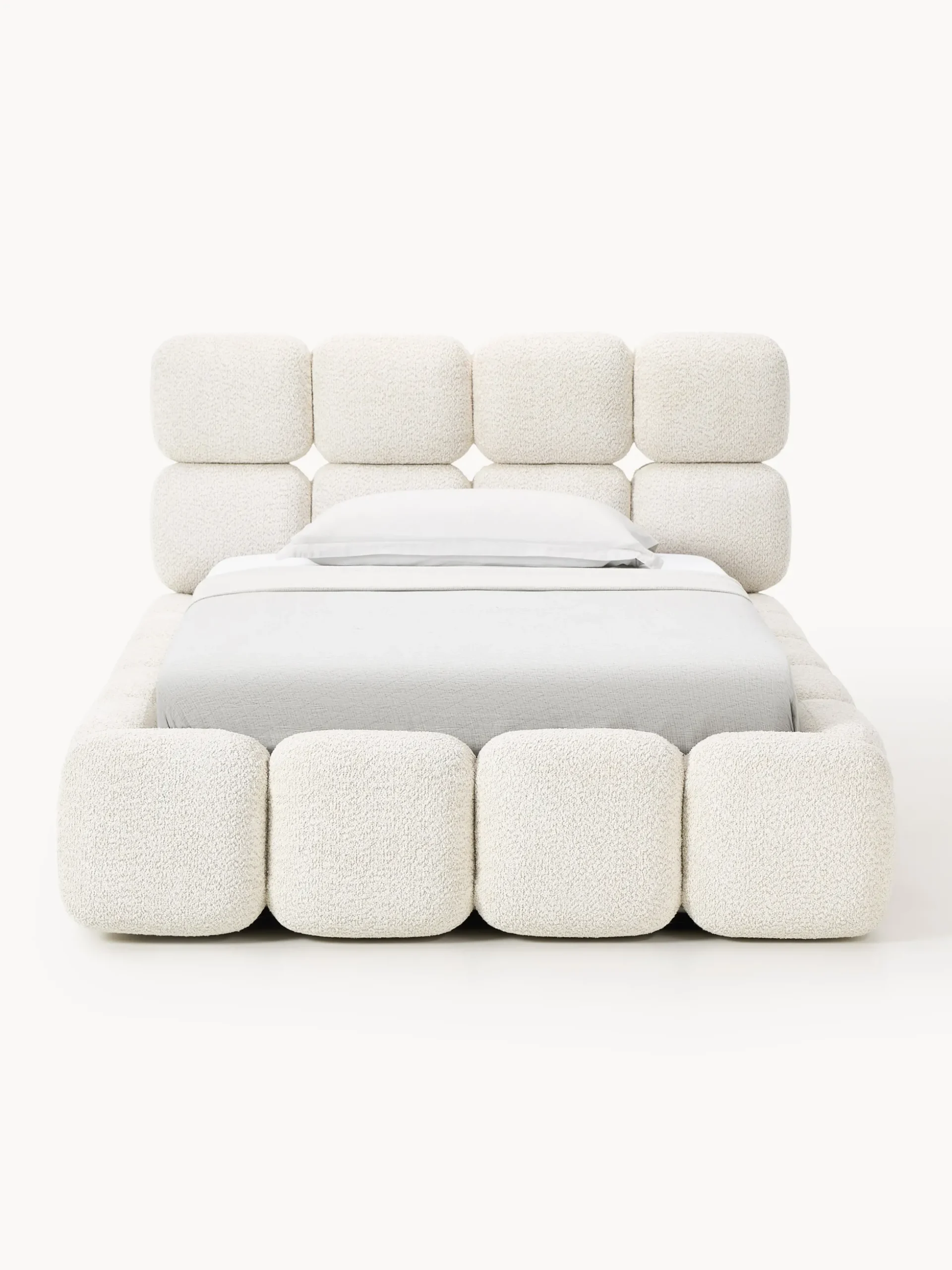 Letto imbottito in teddy bouclé con contenitore Tayla