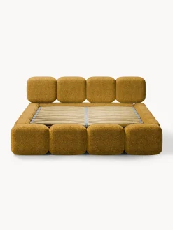 Letto imbottito in teddy-bouclé con spazio contenitore aggiuntivo Tayla