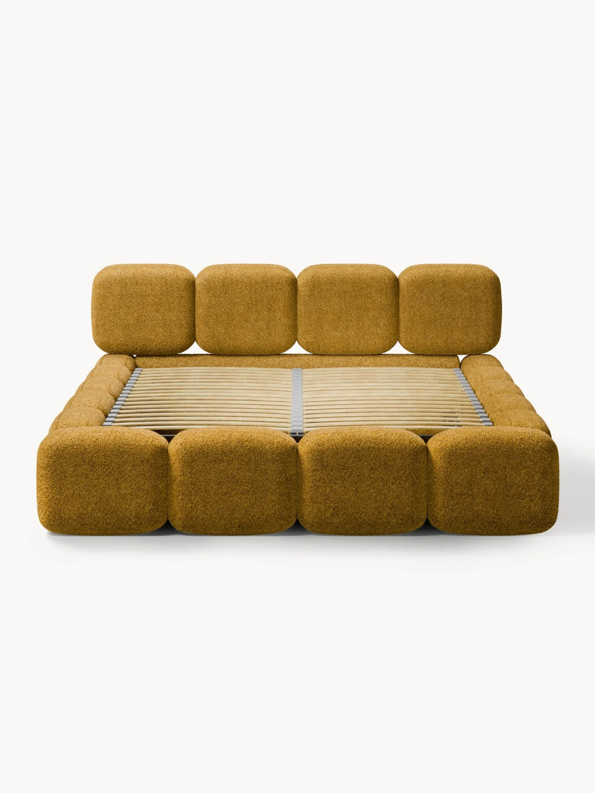 Letto imbottito in teddy-bouclé con spazio contenitore aggiuntivo Tayla