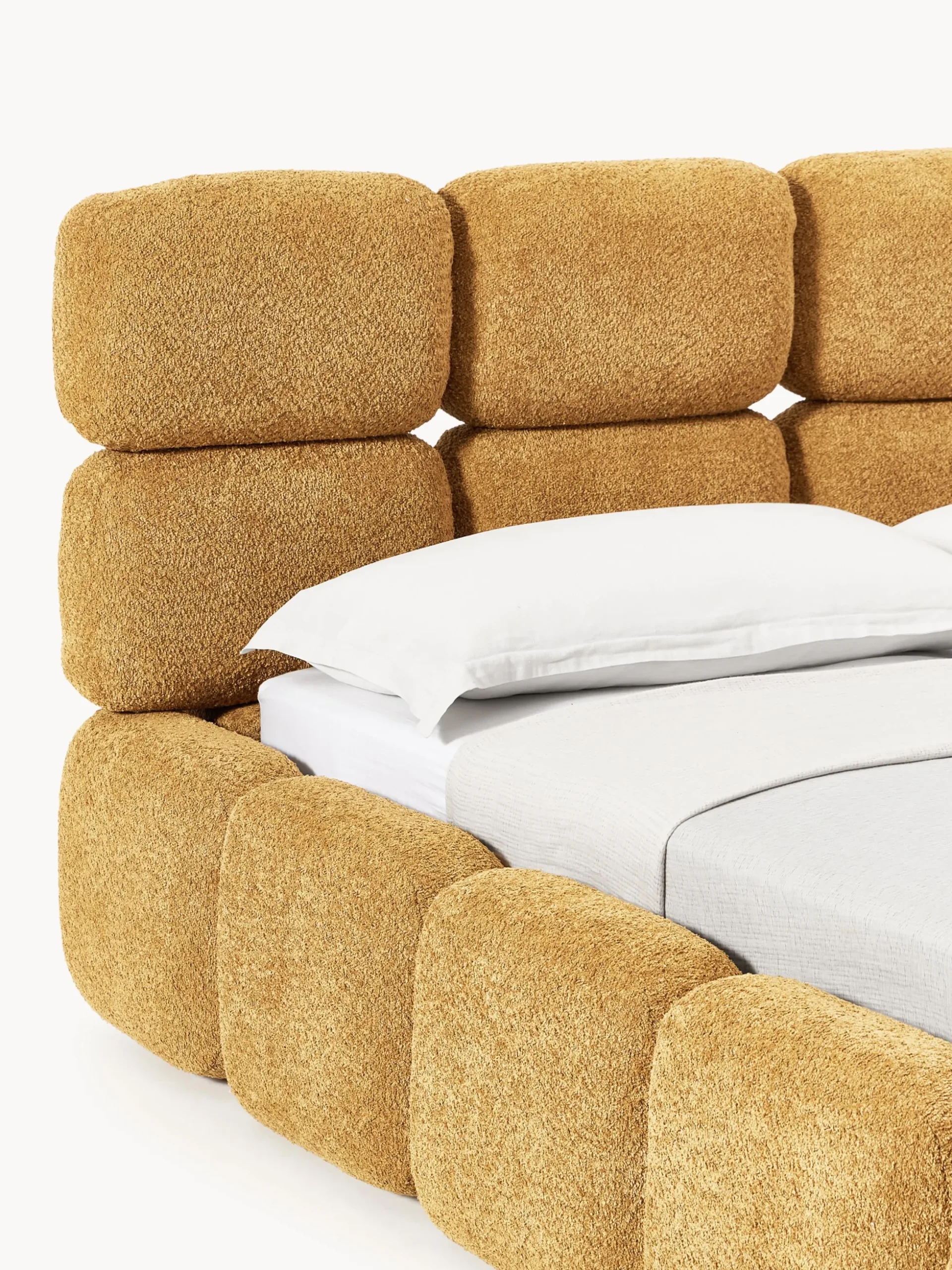 Letto imbottito in teddy-bouclé Tayla