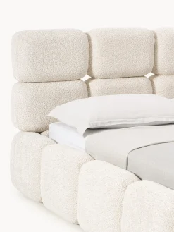 Letto imbottito in teddy-bouclé Tayla