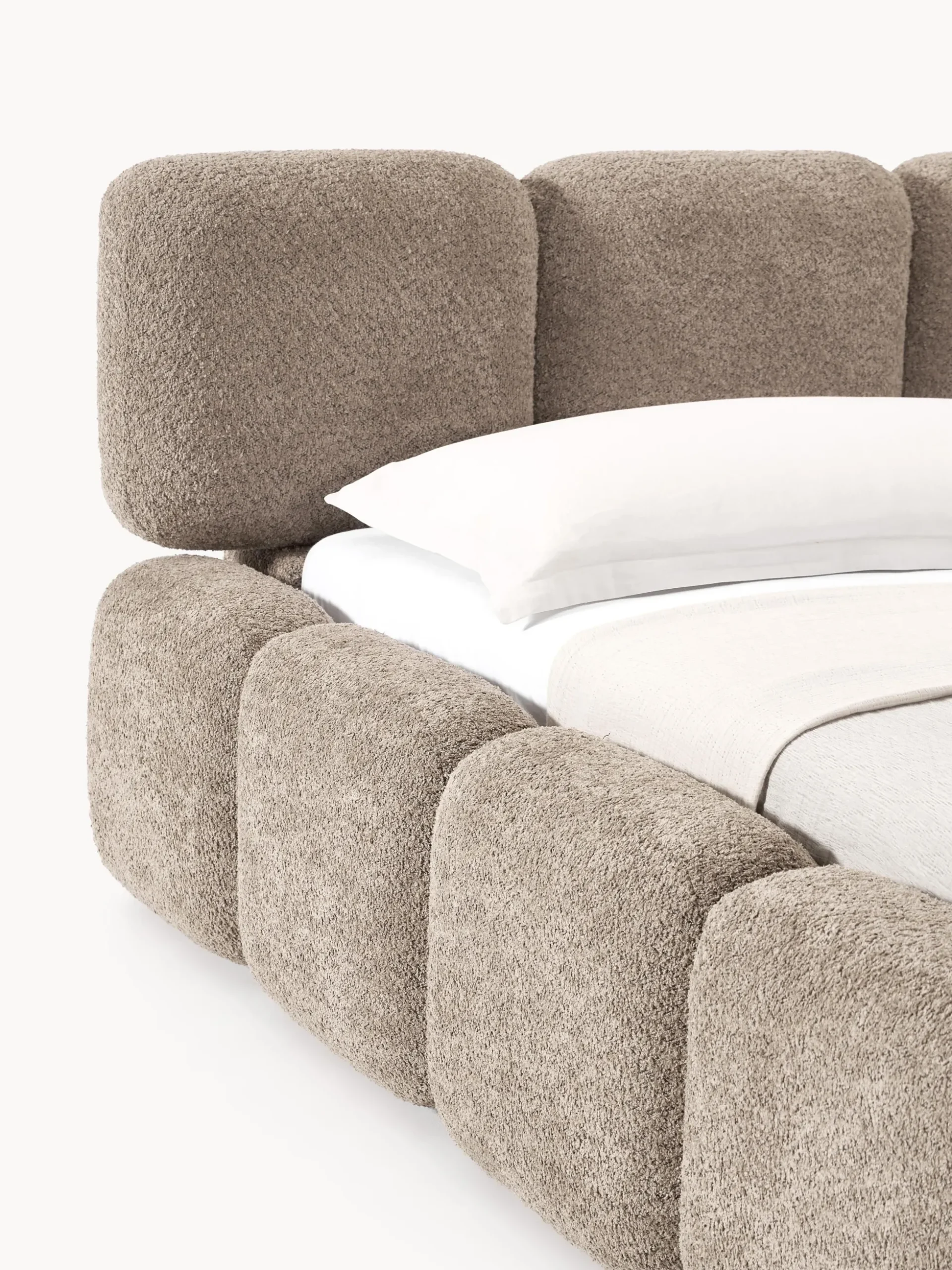 Letto imbottito in teddy-bouclé Tayla