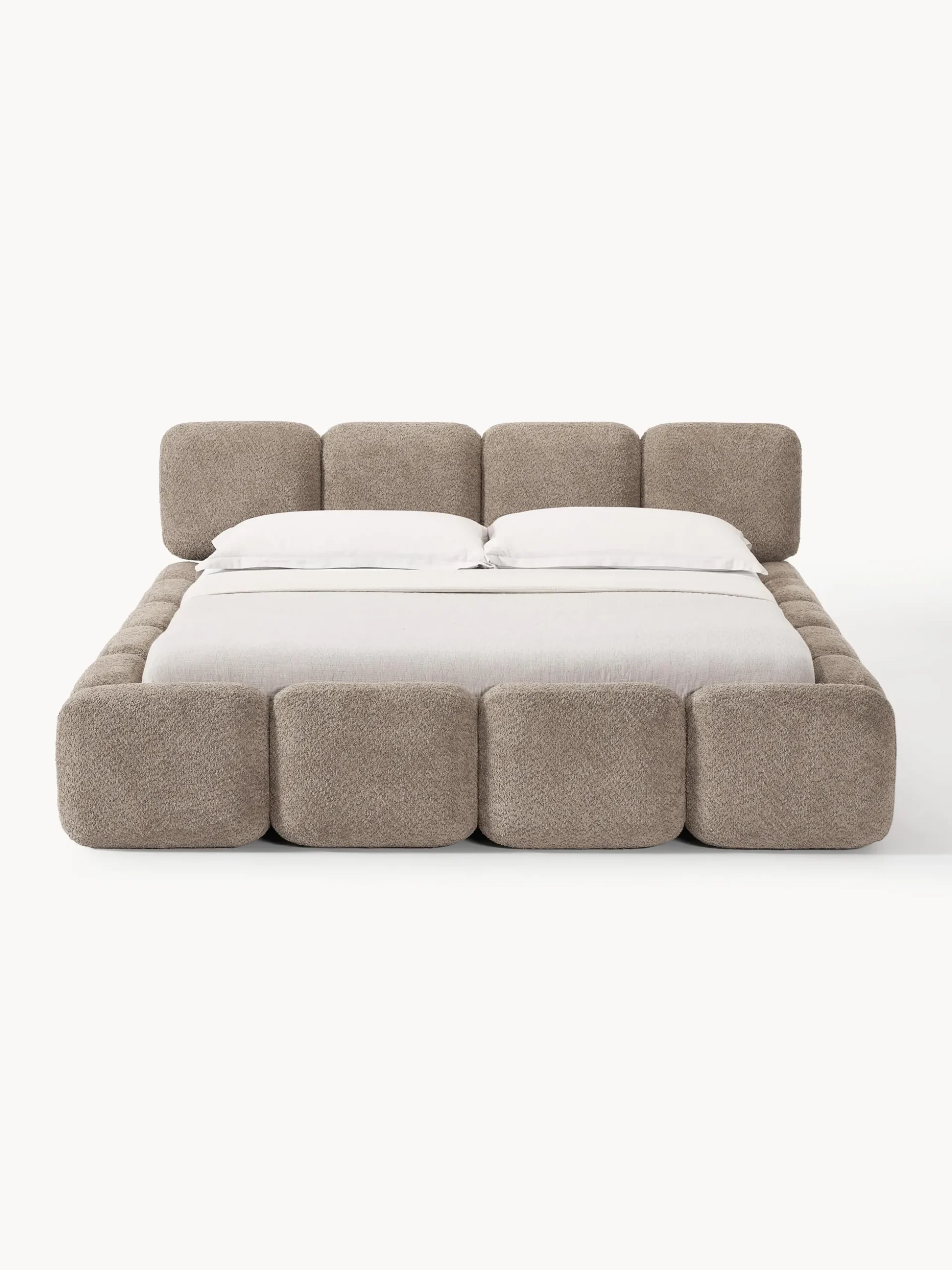 Letto imbottito in teddy-bouclé Tayla