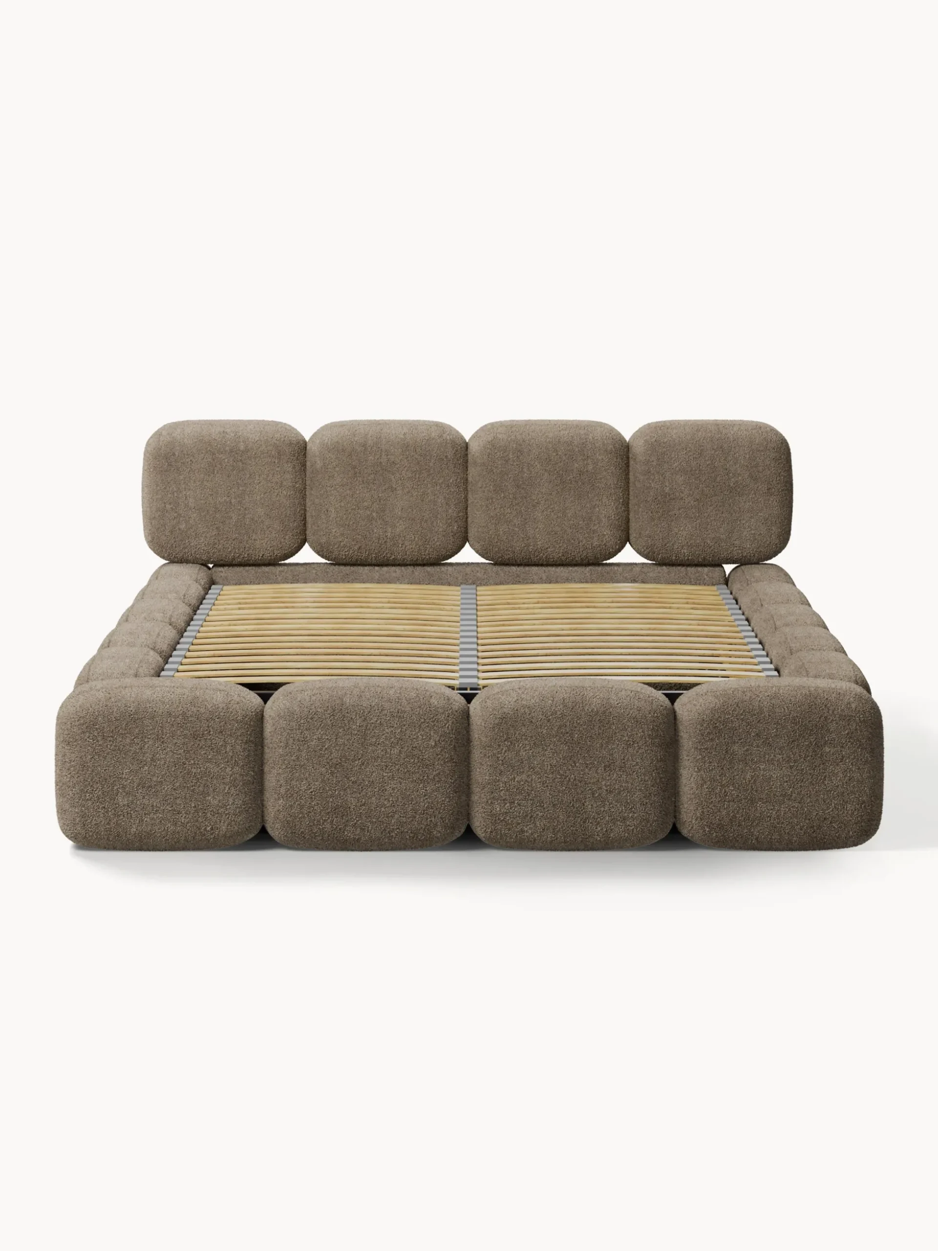 Letto imbottito in teddy-bouclé con spazio contenitore aggiuntivo Tayla