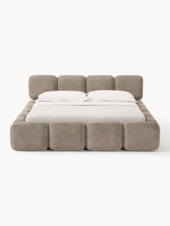 Letto imbottito in teddy-bouclé con spazio contenitore aggiuntivo Tayla