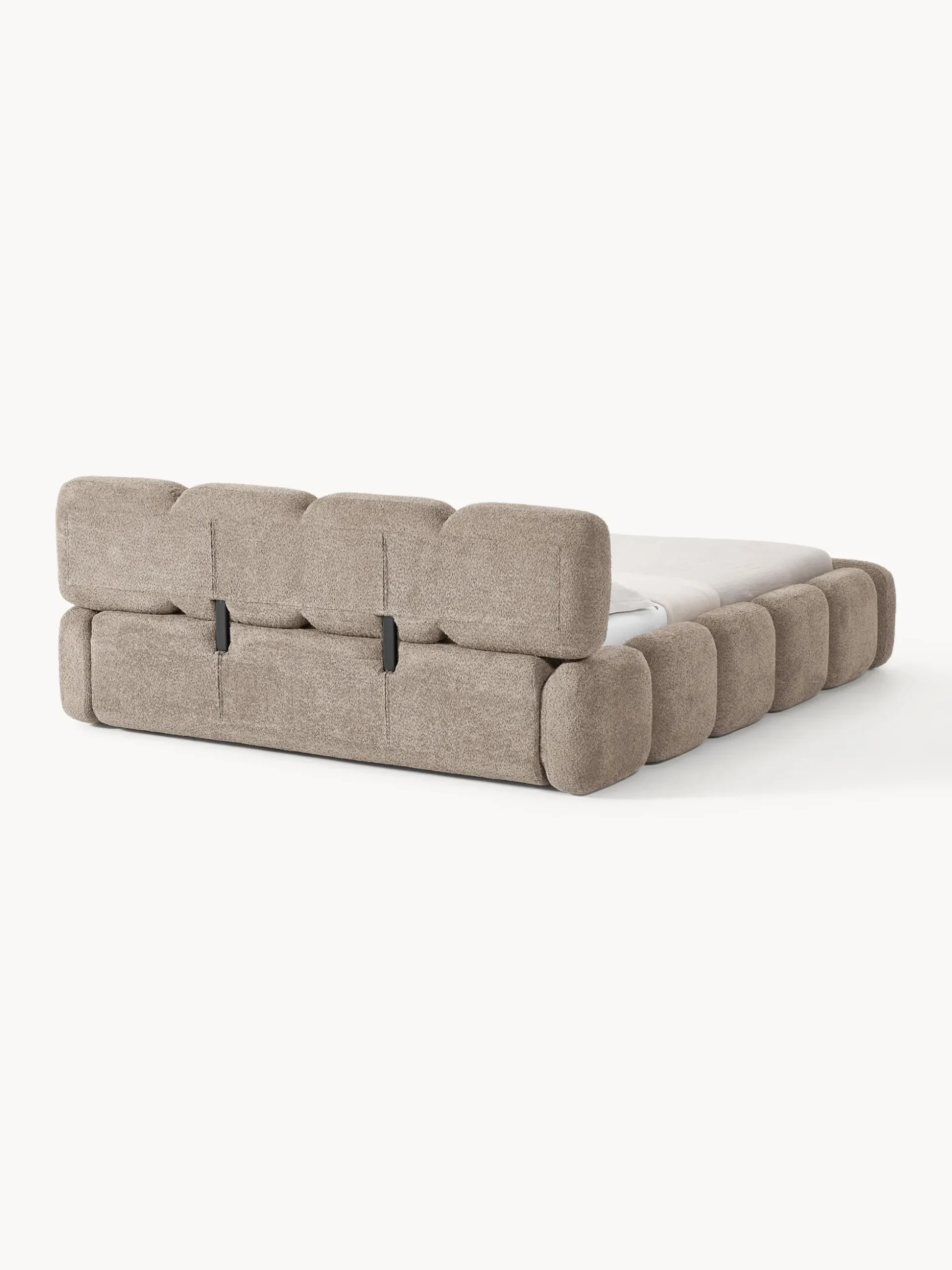 Letto imbottito in teddy-bouclé con spazio contenitore aggiuntivo Tayla