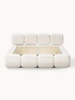 Letto imbottito in teddy-bouclé con spazio contenitore aggiuntivo Tayla