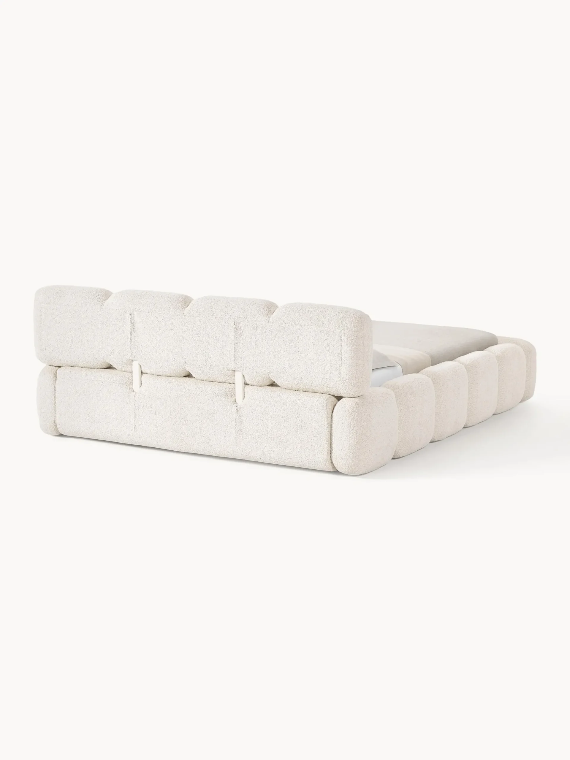 Letto imbottito in teddy-bouclé con spazio contenitore aggiuntivo Tayla