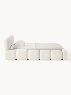 Letto imbottito in teddy-bouclé con spazio contenitore aggiuntivo Tayla