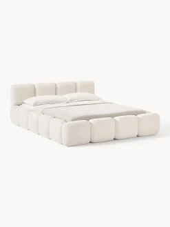 Letto imbottito in teddy-bouclé con spazio contenitore aggiuntivo Tayla