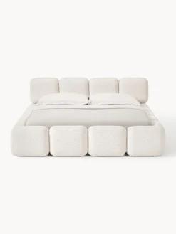 Letto imbottito in teddy-bouclé con spazio contenitore aggiuntivo Tayla
