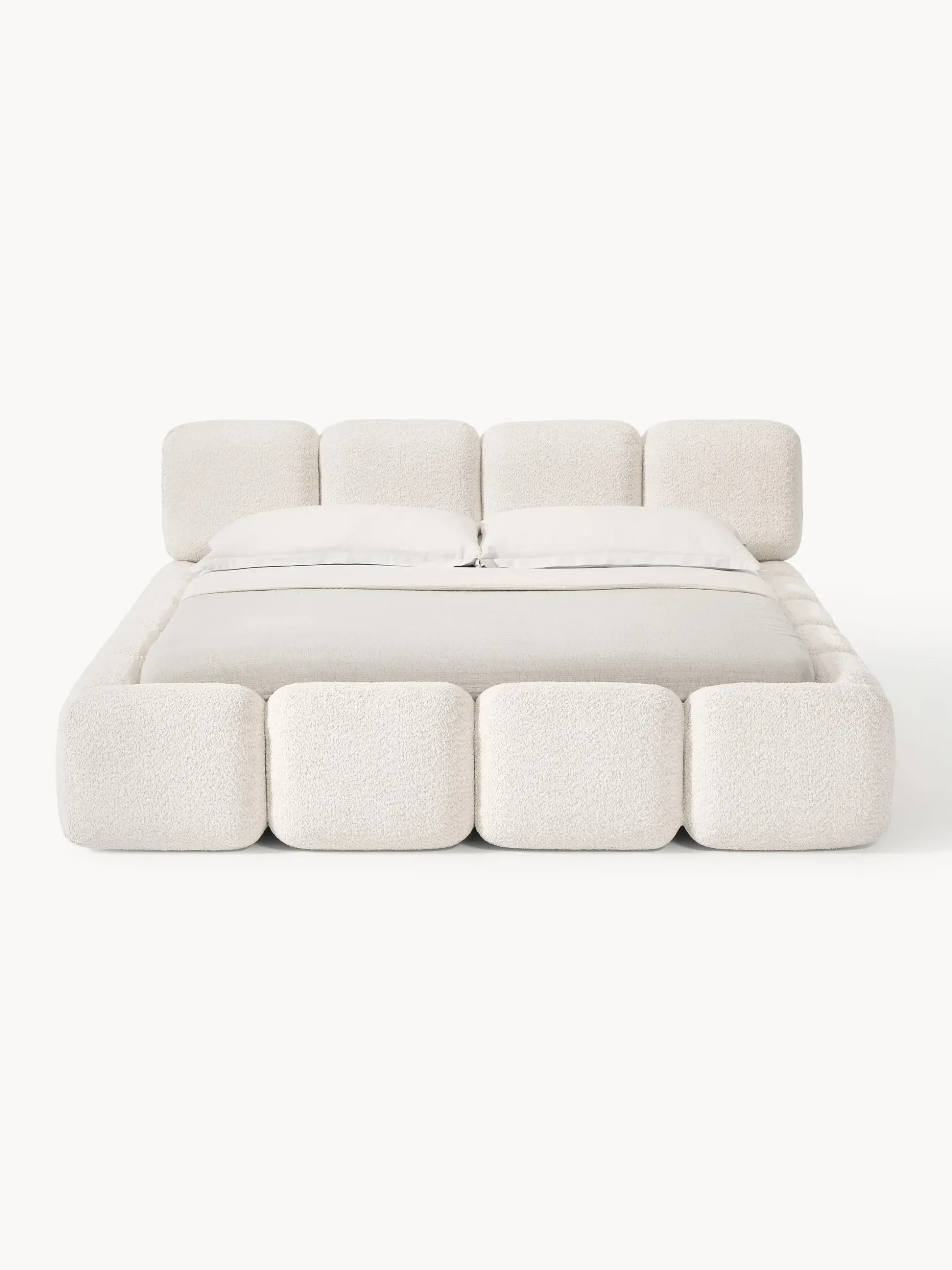 Letto imbottito in teddy-bouclé con spazio contenitore aggiuntivo Tayla