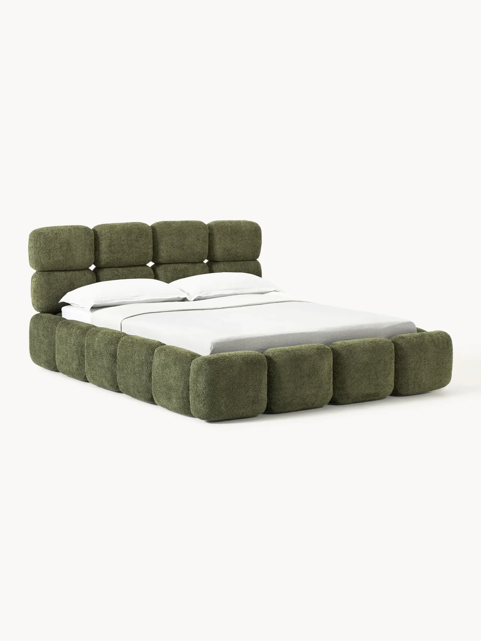 Letto imbottito in teddy-bouclé Tayla