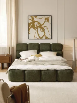 Letto imbottito in teddy-bouclé Tayla