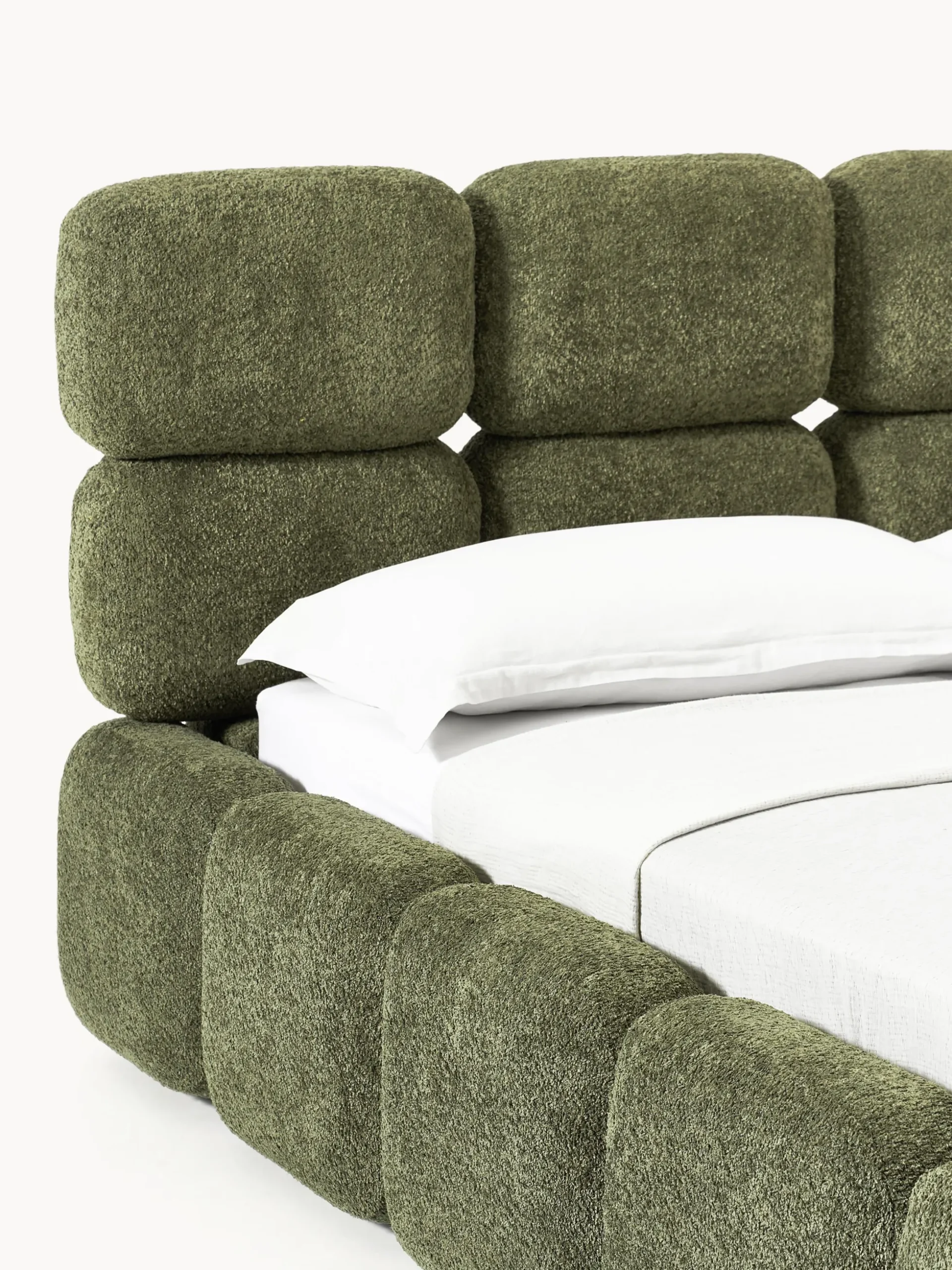 Letto imbottito in teddy-bouclé Tayla