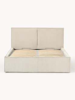 Letto imbottito in velluto a coste con spazio contenitore aggiuntivo Dream