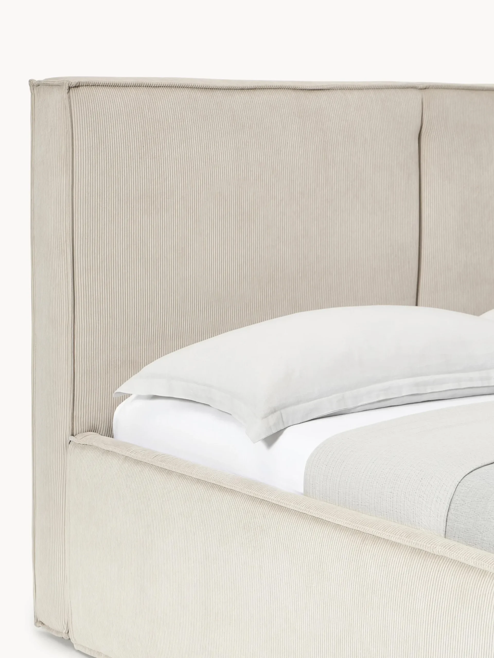 Letto imbottito in velluto a coste con spazio contenitore aggiuntivo Dream