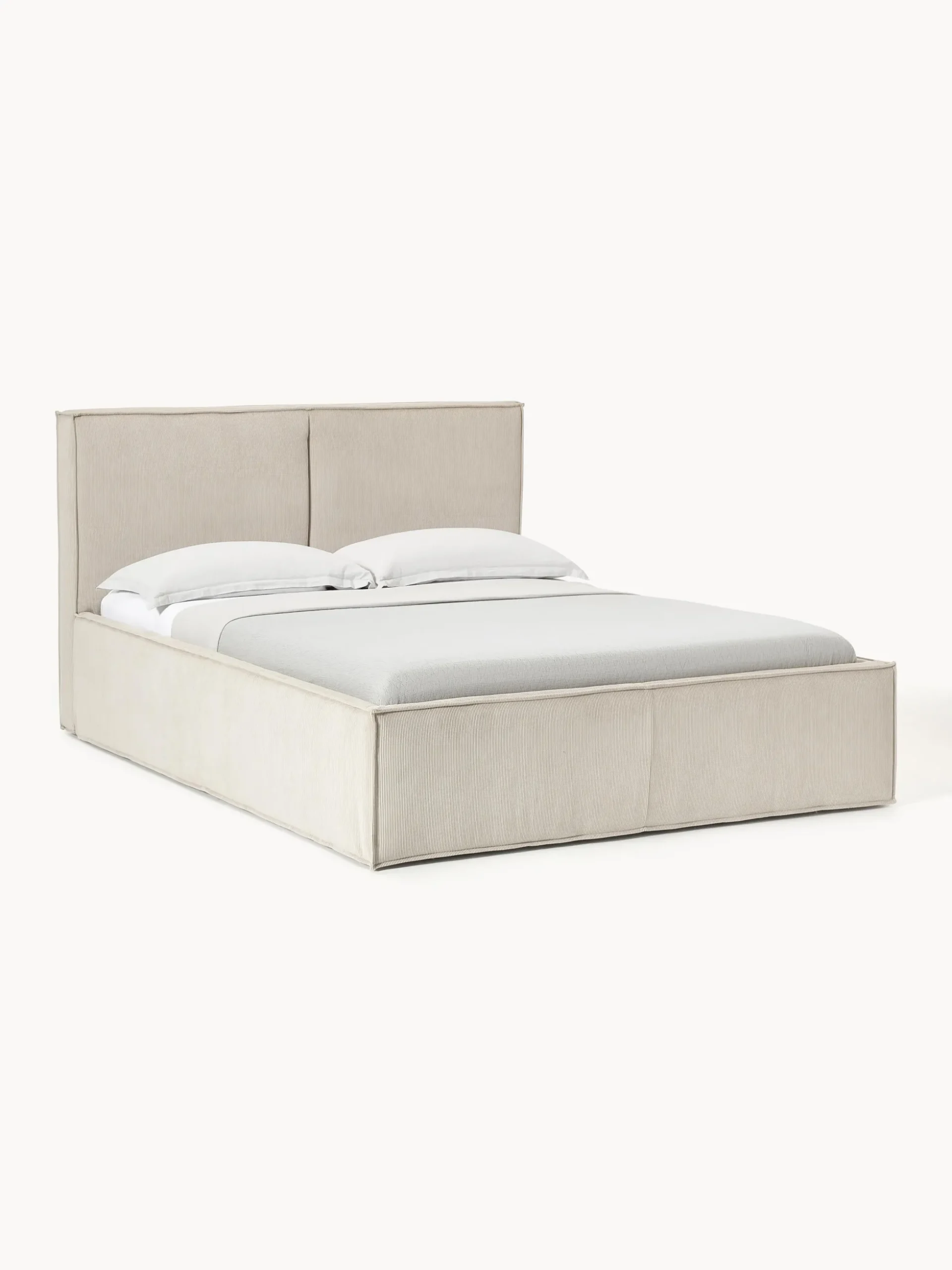 Letto imbottito in velluto a coste con spazio contenitore aggiuntivo Dream