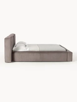 Letto imbottito in velluto a coste con contenitore Lennon