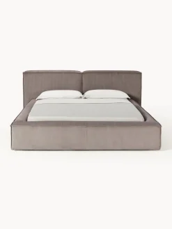 Letto imbottito in velluto a coste con contenitore Lennon