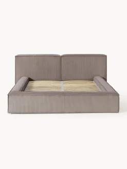 Letto imbottito in velluto a coste con contenitore Lennon