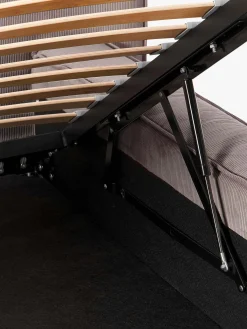 Letto imbottito in velluto a coste con contenitore Lennon