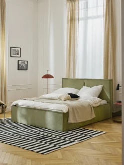 Letto imbottito in velluto a coste Dream