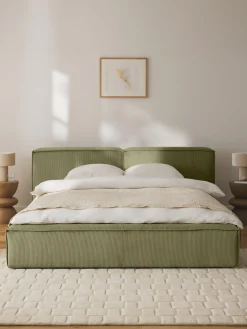 Letto imbottito in velluto a coste Lennon