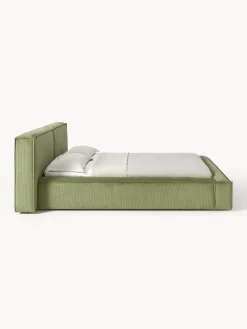 Letto imbottito in velluto a coste Lennon