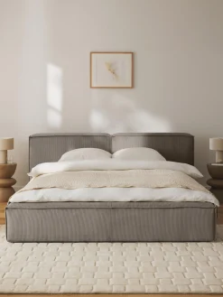 Letto imbottito in velluto a coste Lennon