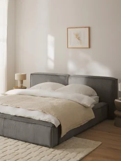 Letto imbottito in velluto a coste Lennon