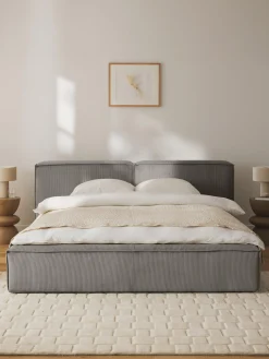 Letto imbottito in velluto a coste Lennon