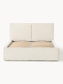 Letto imbottito in velluto a coste con spazio contenitore aggiuntivo Dream