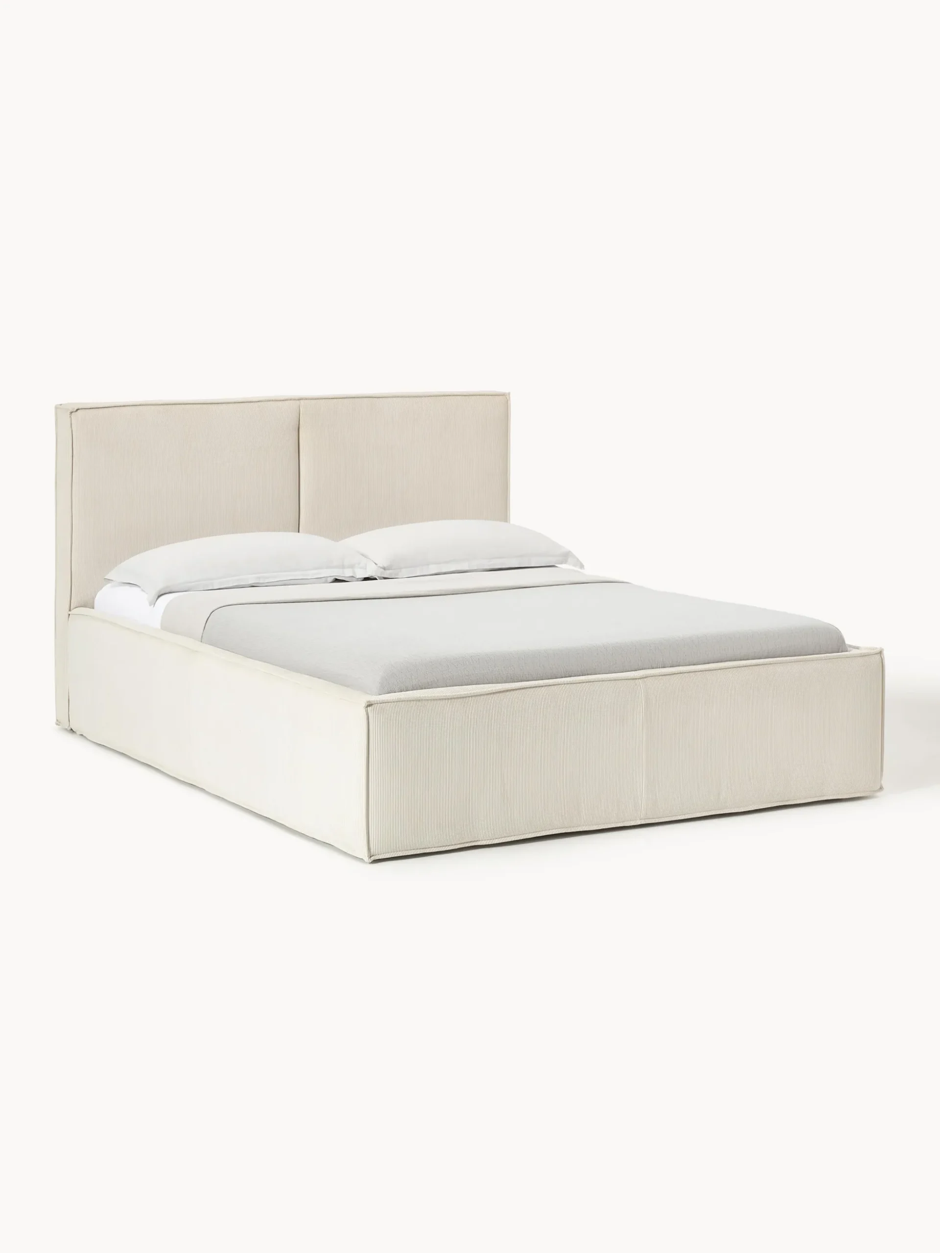 Letto imbottito in velluto a coste con spazio contenitore aggiuntivo Dream
