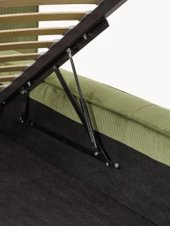 Letto imbottito in velluto a coste con contenitore Lennon