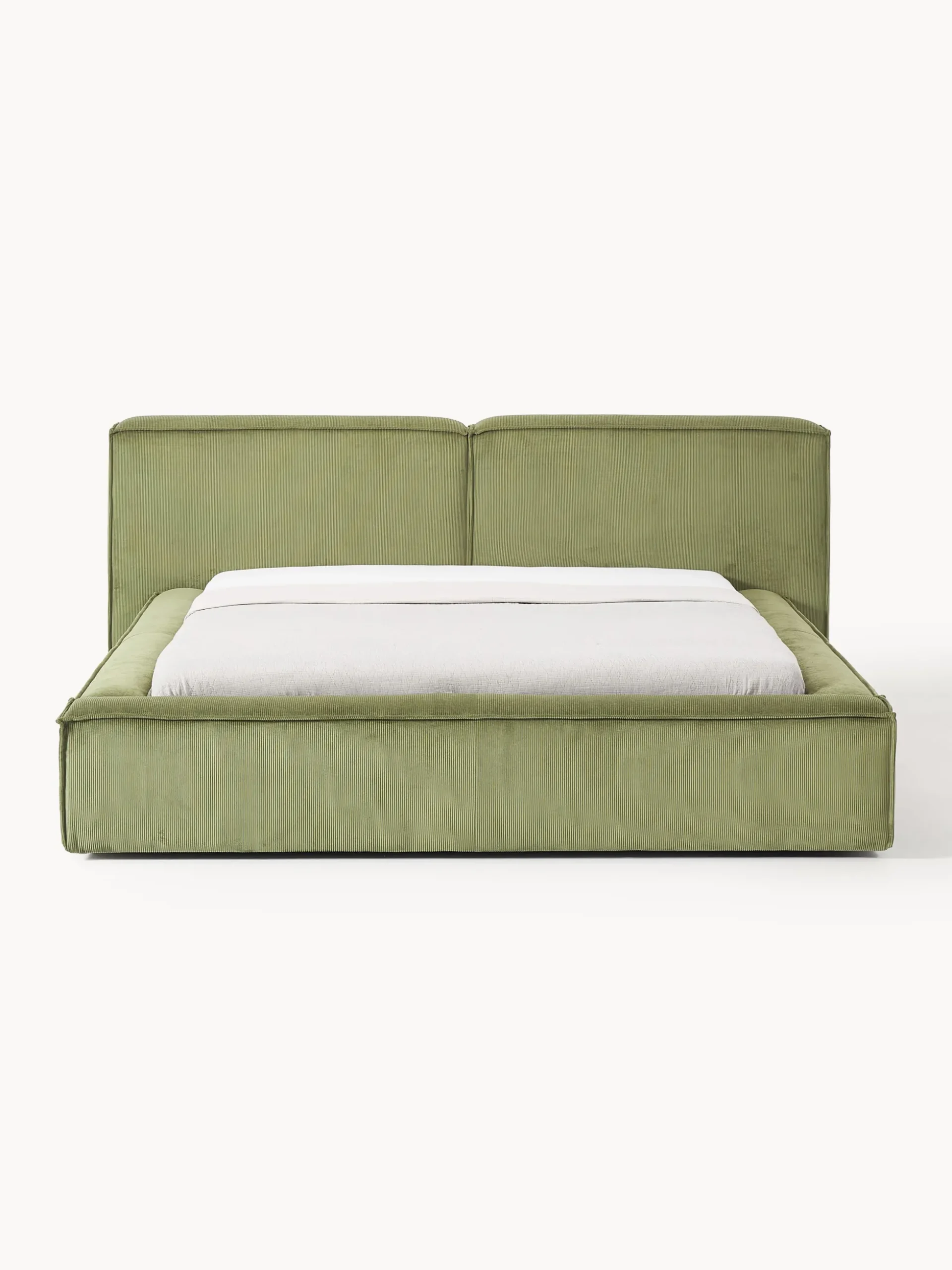 Letto imbottito in velluto a coste con contenitore Lennon