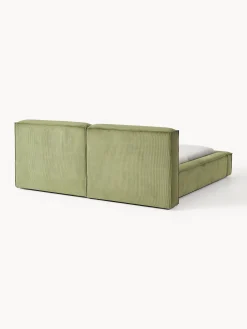 Letto imbottito in velluto a coste con contenitore Lennon