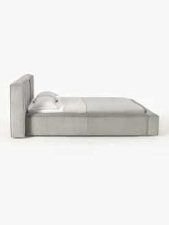 Letto imbottito in velluto a coste con contenitore Lennon