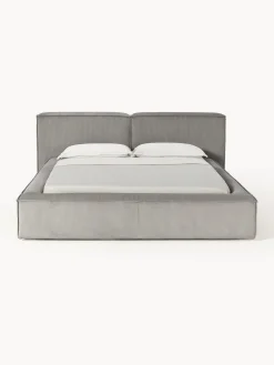 Letto imbottito in velluto a coste con contenitore Lennon