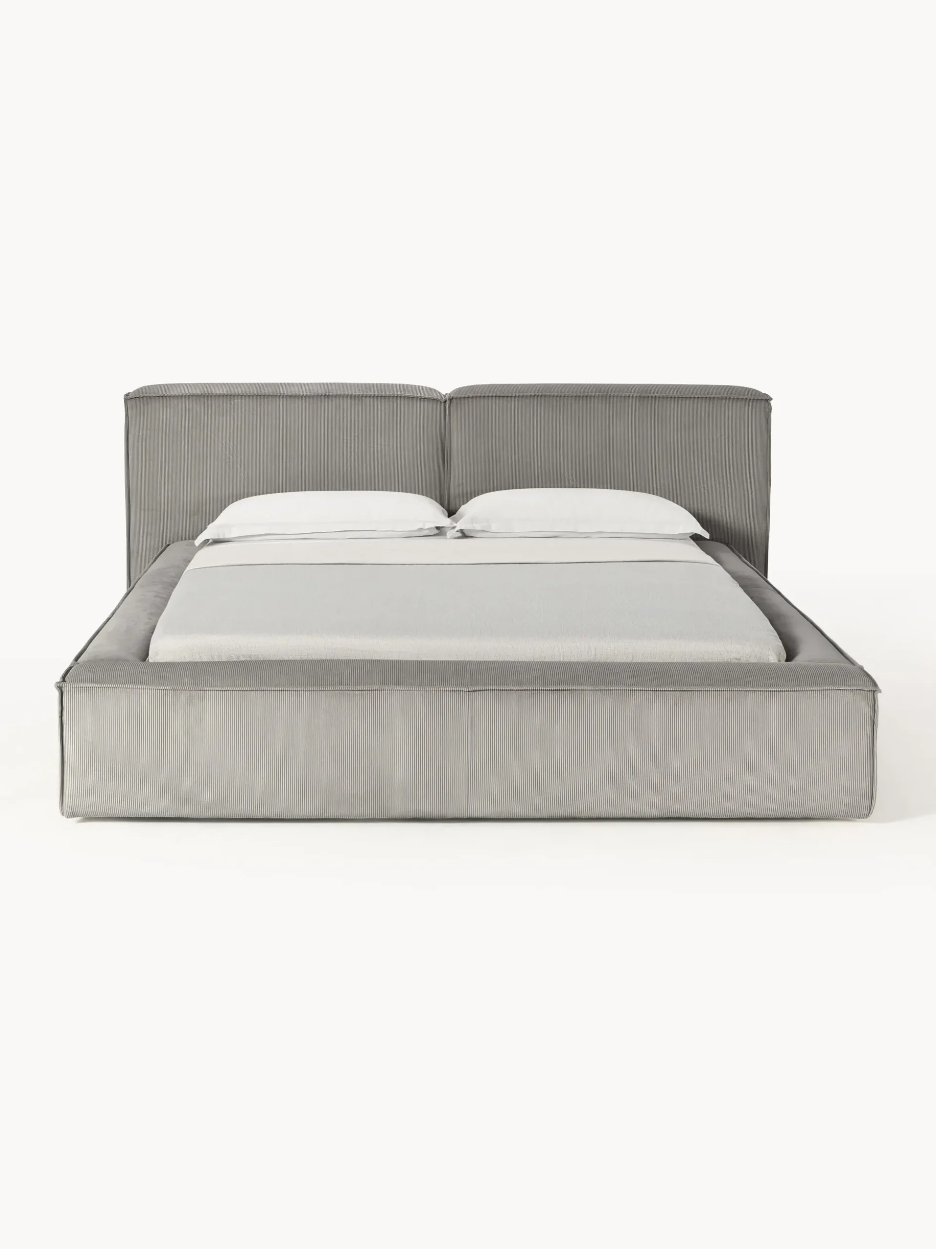 Letto imbottito in velluto a coste con contenitore Lennon
