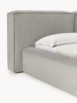 Letto imbottito in velluto a coste con contenitore Lennon