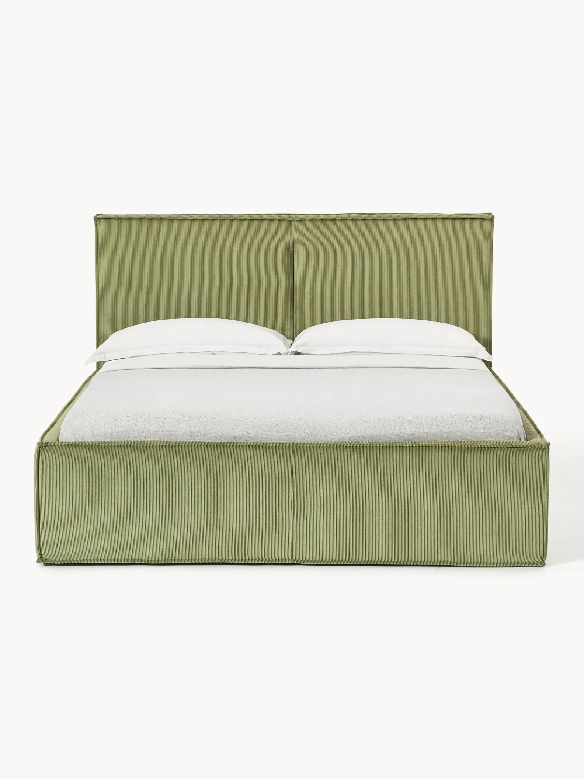 Letto imbottito in velluto a coste con spazio contenitore aggiuntivo Dream