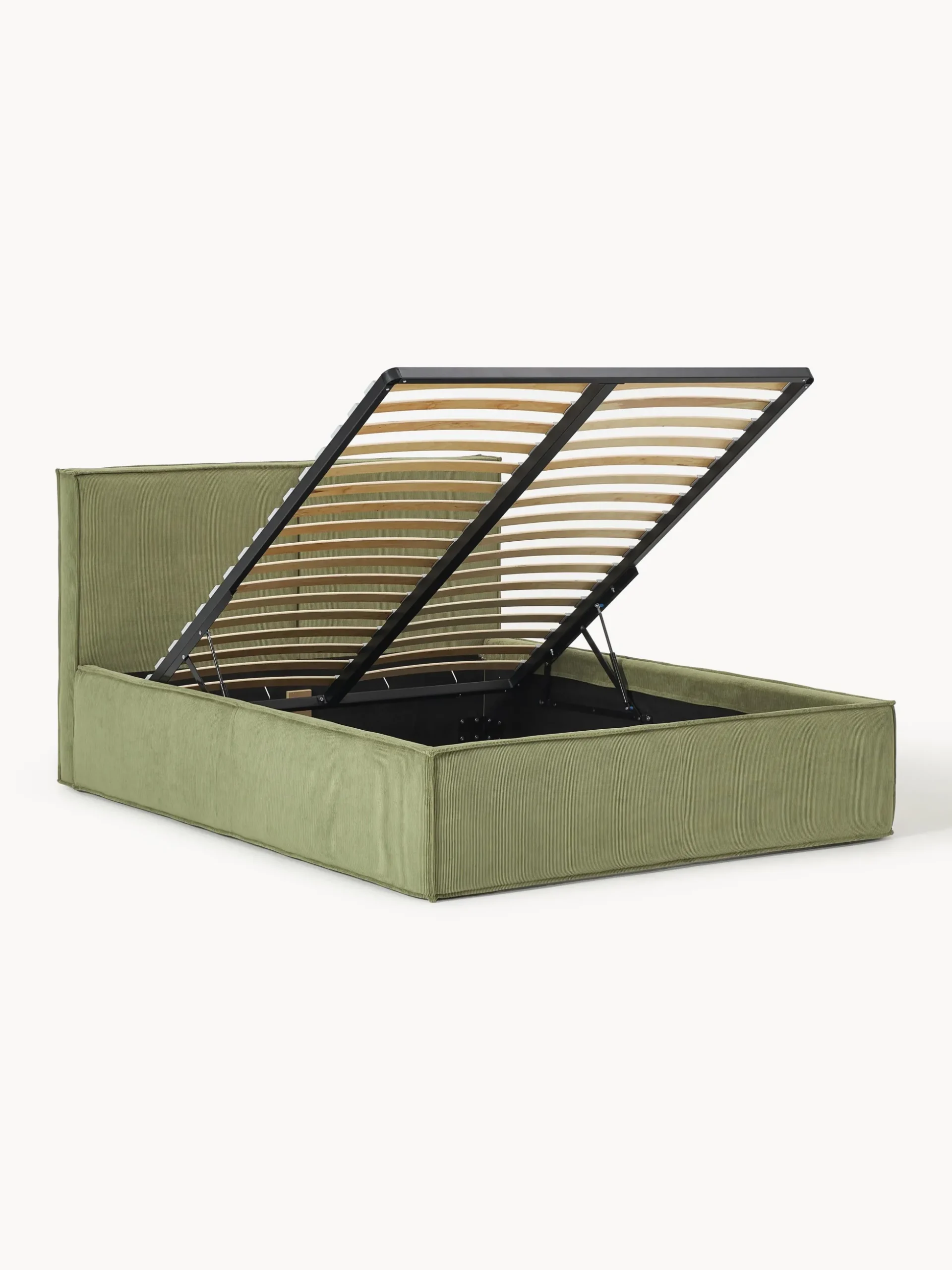Letto imbottito in velluto a coste con spazio contenitore aggiuntivo Dream