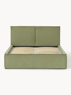 Letto imbottito in velluto a coste con spazio contenitore aggiuntivo Dream