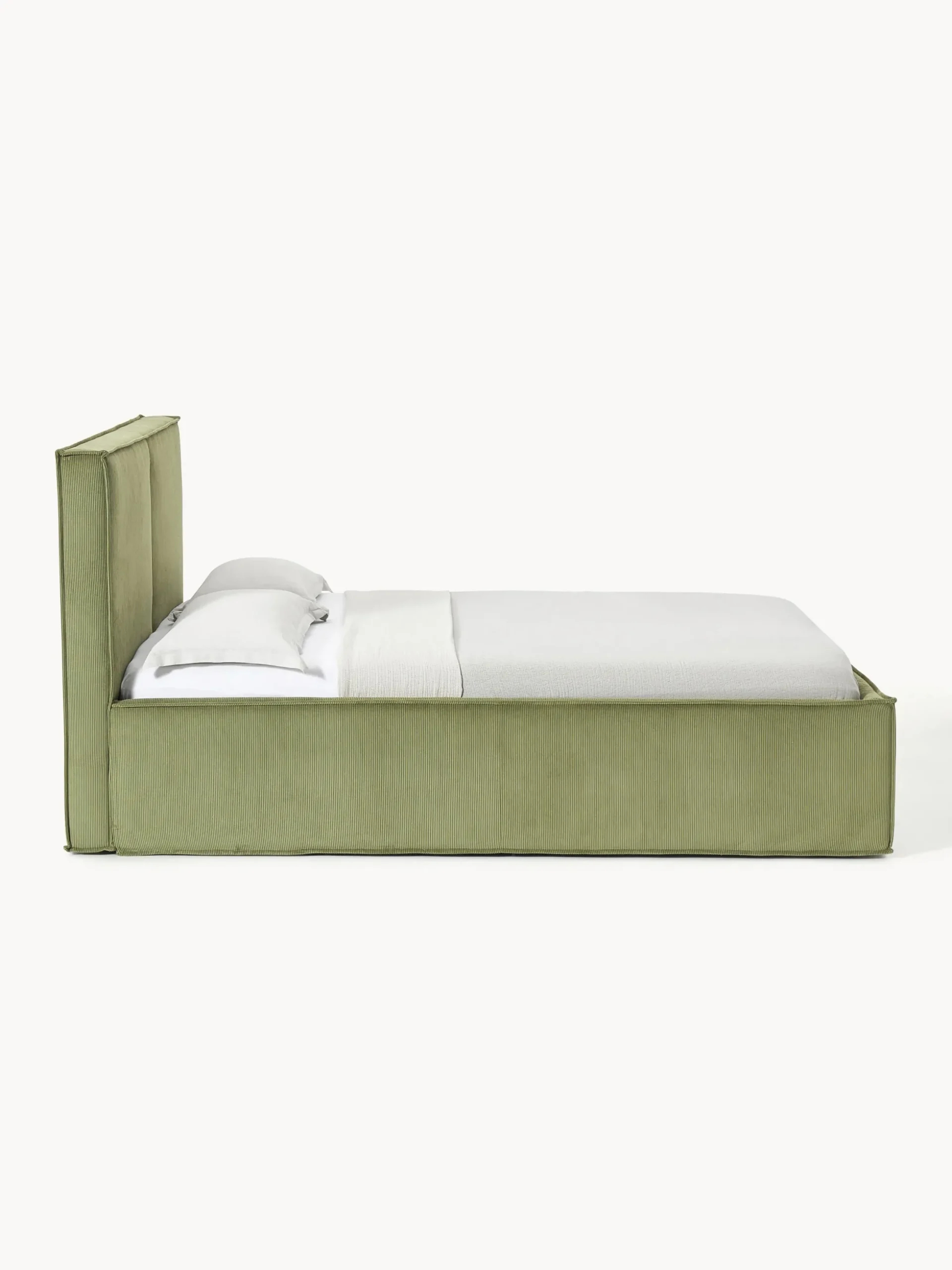 Letto imbottito in velluto a coste con spazio contenitore aggiuntivo Dream