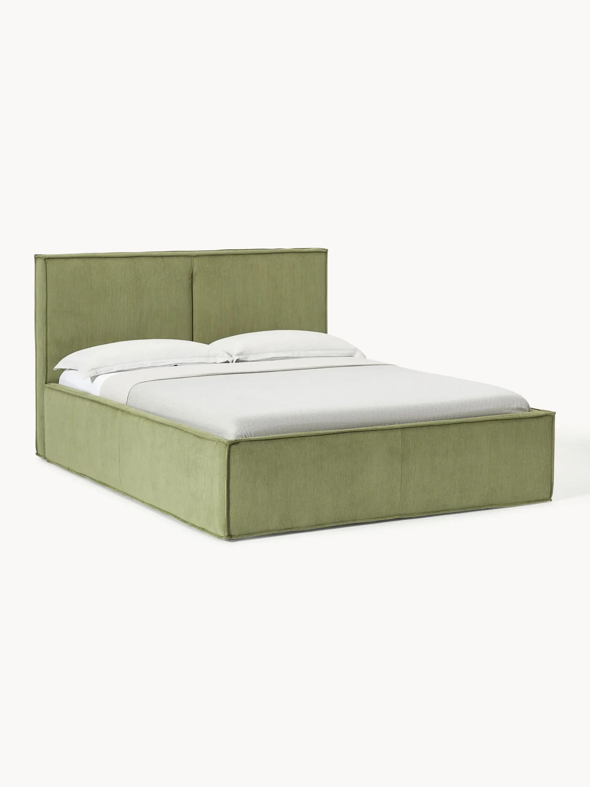 Letto imbottito in velluto a coste con spazio contenitore aggiuntivo Dream