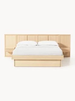 Letto in legno con comodini e testiera Nanto