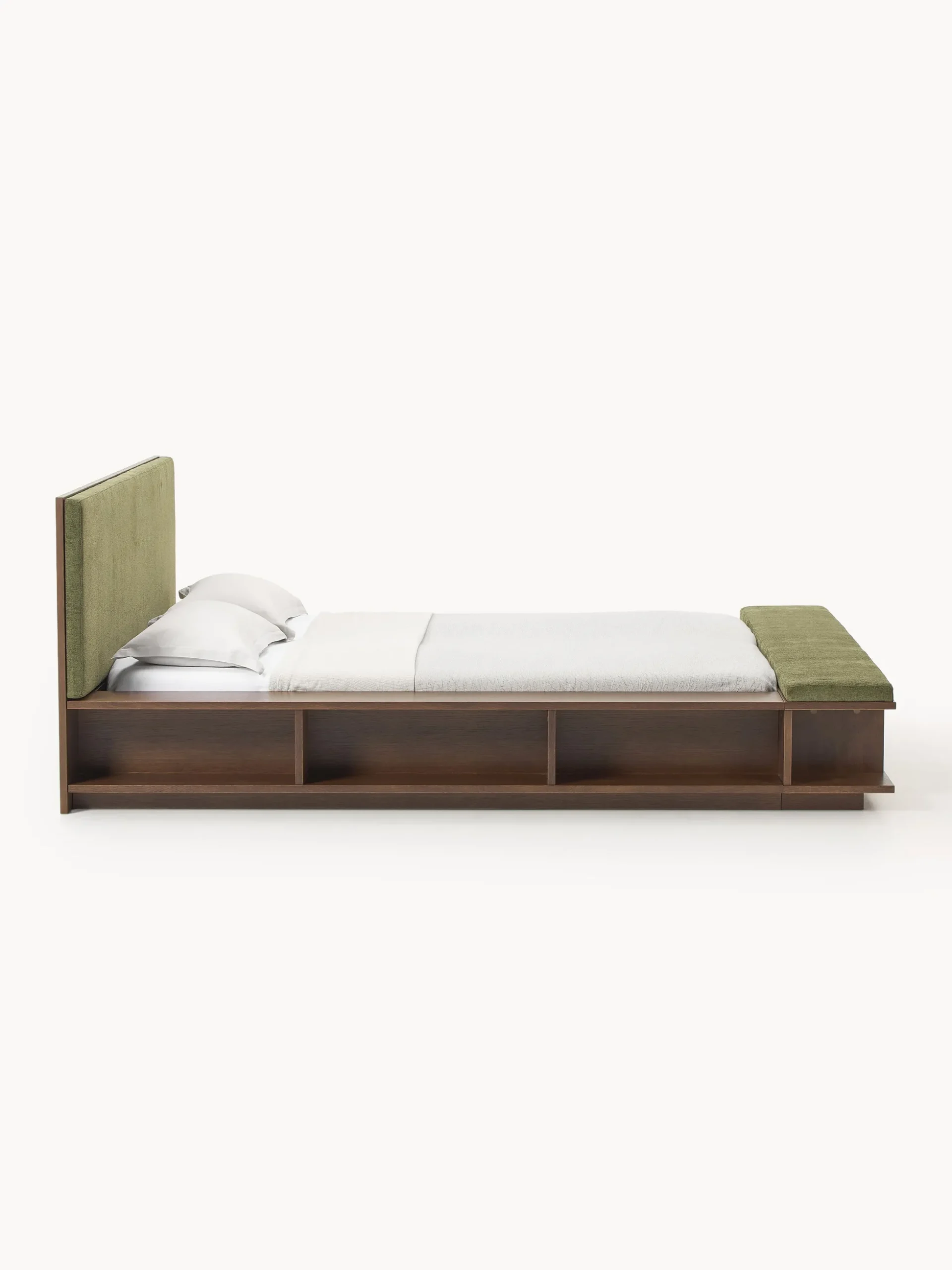 Letto in legno con panca e mensole laterali Clark