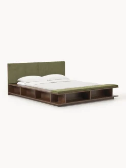 Letto in legno con panca e mensole laterali Clark