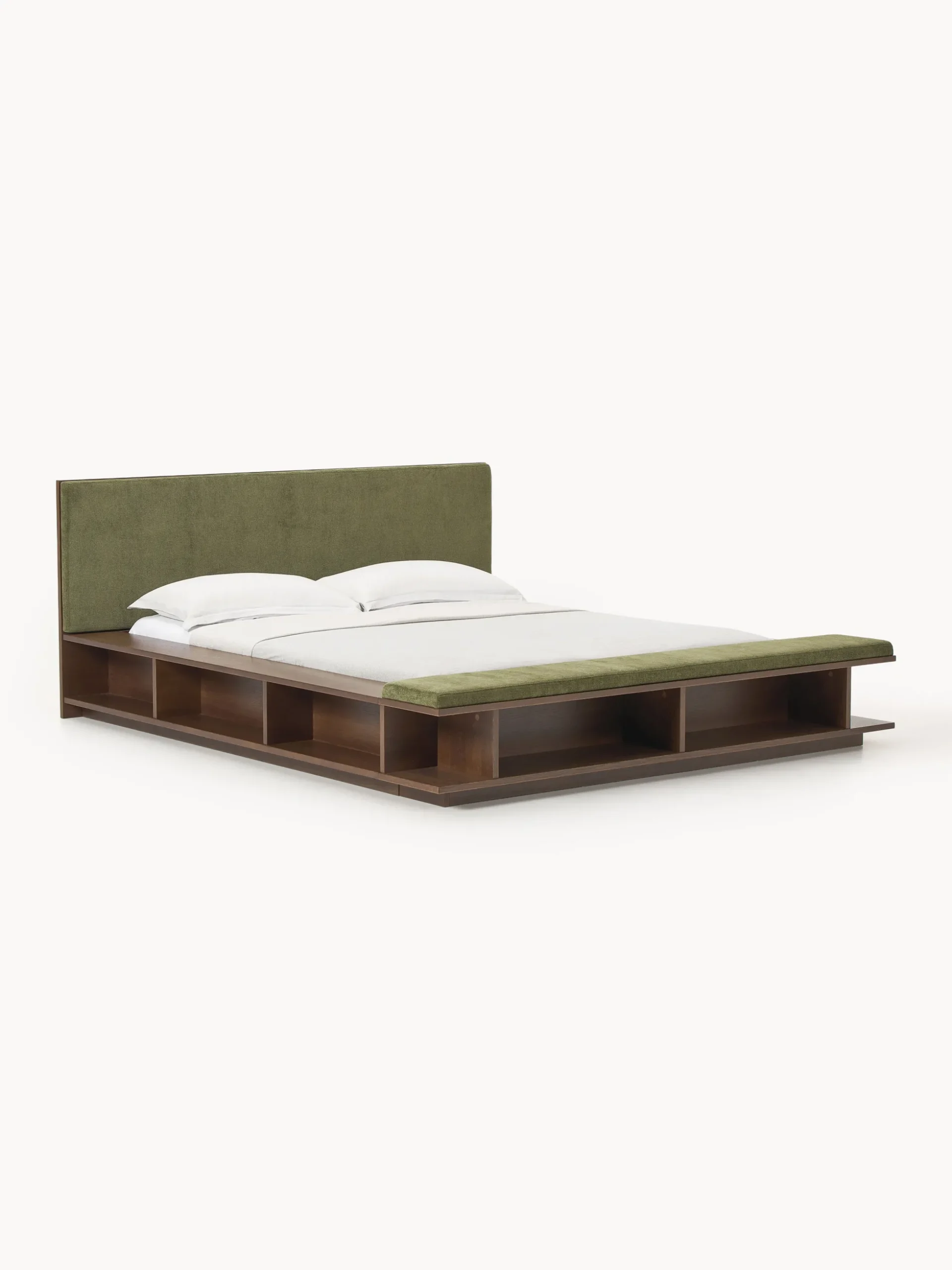 Letto in legno con panca e mensole laterali Clark